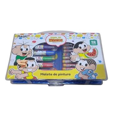 Imagem de KIT Escolar Infantil Maleta Estojo De Pintura - Canetinhas - Aquarela 42 Pçs (42Pç Turma D Mon.)