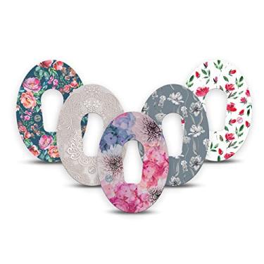 Imagem de ExpressionMed - Adesivo para Dexcom G6 (Pacote com 5) -, À Prova D'Água, Suporte Dividido, Fita Cgm (Pacote com Variedades Florais Geladas)