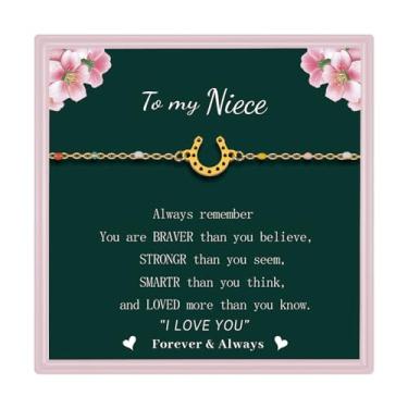 Imagem de AINILOVE Pulseiras de ferradura para mulheres, banhado a ouro 14k, pulseira de elos de ferradura de aço inoxidável para mãe, filha, irmã, amiga, cavalo, presentes para amigas, irmãs, amantes de