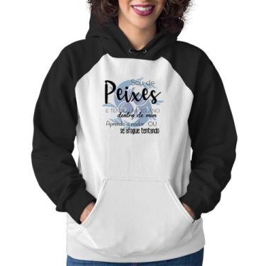 Imagem de Moletom Feminino Sou de Peixes - Foca na Moda, Branco, Preto, GG