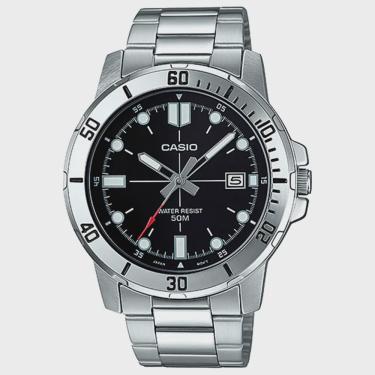 Imagem de Relógio casio masculino preto prata MTP-VD01D-1EVUDF