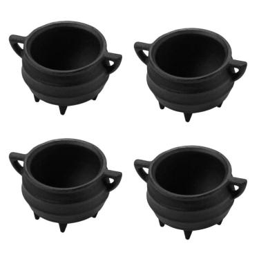 Imagem de Kit 4 Caldeirões Tripé Miniatura 6 Cm 100ml Em Ferro Fundido Panela Mineira