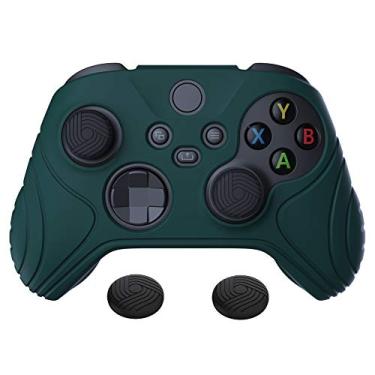Imagem de eXtremeRate PlayVital Samurai Edition Racing Green Antiderrapante Controle Grip Silicone Skin, Capa Protetora Ergonômica de Borracha Macia para Controle Xbox Series S/X com Tampas Pretas de Polegar