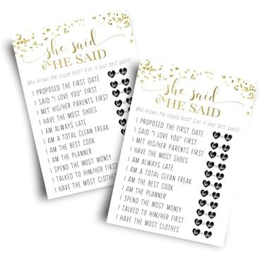 Imagem de Jogo de chá de panela abstrata para noivas He or She Said (pacote com 25) Who Know the Bride and Groom Best