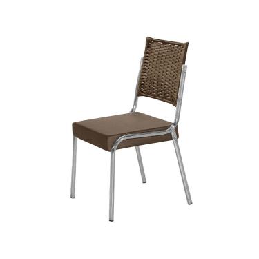 Imagem de Cadeira De Jantar Aço Nobre Kansas Com Encosto Em Junco Chocolate