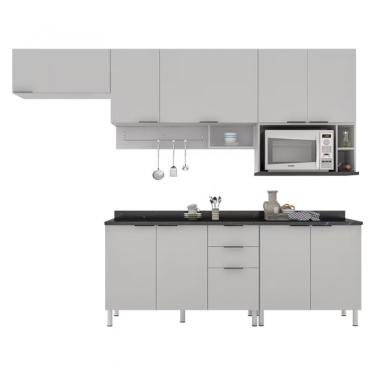 Imagem de Cozinha Completa Rubi 9 Portas 3 Gaveta 5 Prateleira Bartira Branco