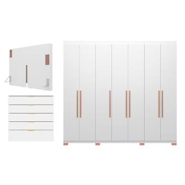 Imagem de Guarda Roupa Bartira Diplomata Cômoda Cabeceira Casal Queen Branco-avelã