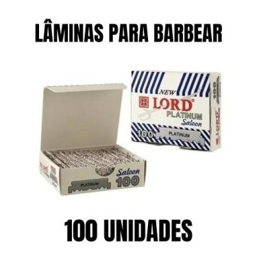 Imagem de 100 Lâminas de Barbear Lord Saloon Platinum Profissional Original Alta