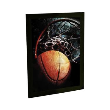 Imagem de Quadro Decorativo Basquete Bola E Cesta No Chão Foto Decoração Poster Quarto Sala