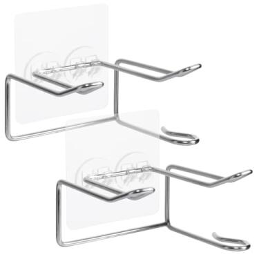 Imagem de CenterZ Pacote com 2 suportes para secador de cabelo, suporte de parede autoadesivo à prova d'água, suporte organizador de armazenamento, compatível com Dyson e a maioria dos aparelhos de soprador de