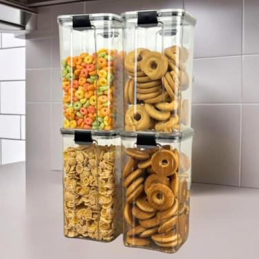 Imagem de Monte Seu Kit Pote Hermético Para Mantimentos De Cozinha Dispensa Armário Plástico(4 Potes - 1,6 Litros)