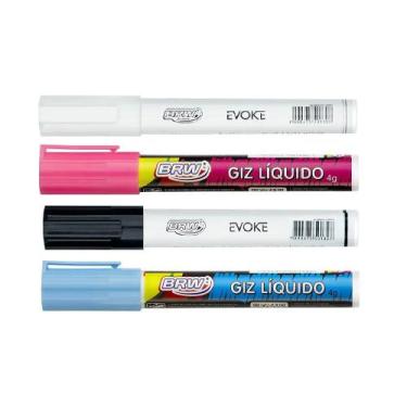 Imagem de Giz Líquido 6mm 4g Brw - Caneta Lousa Quadro Vidro Carros, KIT (1-BRAN