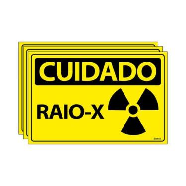 Imagem de Combo 3 Placas De Sinalização Cuidado Raio-X 30x20 Ecom IA - SC26 F9e