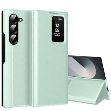 Imagem de Capa para Samsung Galaxy Z Fold 7 com Smart Small Screen View, S-View, capa carteira para Samsung Fold 7, capa de janela inteligente, capa protetora de couro flip inteligente para Samsung Z Fold 7