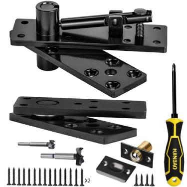 Imagem de Dobradiça de porta oculta, dobradiças articuladas pesadas de 360° para estante secreta/portas Murphy, aço sólido espesso de rolamento de carga de 272 kg com ferragens para porta secreta, design de