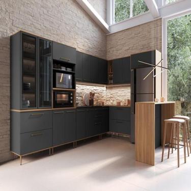 Imagem de Cozinha Modulada Completa 11 Peças com Cristaleira 16 Portas 6 Gavetas
