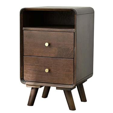 Imagem de Mesa de cabeceira de 2 camadas, mesa lateral de sofá para quarto com 2 gavetas e armário de armazenamento, móveis modernos para sala de estar, fácil montagem