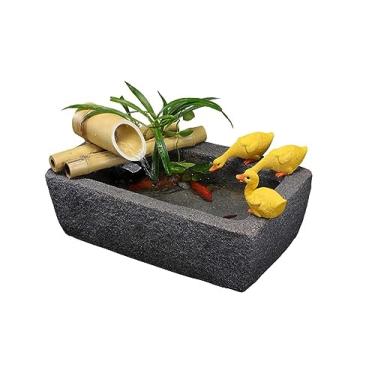 Imagem de XFNVXC Fontes de mesa criativas de bambu para decoração de decoração de jardim fontes de água de aquário Rockery
