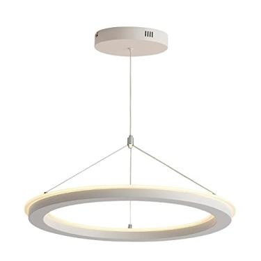 Imagem de KSSTEVNBD Luminária pendente minimalista moderna 48W LED industrial luzes de teto com abajur acrílico iluminação neutra 4500K lustre para cozinha sala de jantar loft quarto café bar resta