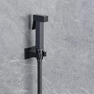 Imagem de MINJING Pulverizador de bidê de vaso sanitário de água fria, chuveiro higiênico portátil preto fosco para vaso sanitário, kit de ducha de jato de aço inoxidável de latão sólido para limpeza de lavador