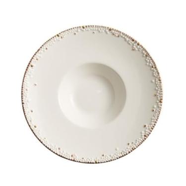 Imagem de URGDWEKJY Bandeja de jantar, prato criativo, estilo japonês, pintado à mão, borda dourada, tigela de salada, leve, luxo, prato de comida ocidental, utensílios de mesa, prato de jantar (branco, grande)