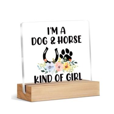 Imagem de Presentes legais para amantes de cavalos, presente de mãe de cachorro, presentes para amantes de cães e cavalos para mulheres, menina, placa acrílica de ferradura com impressão de pata, decoração de