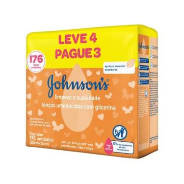 Imagem de Kit Lenços Umedecidos Com Glicerina Johnson's 176 Unidades - LENCOSJOH