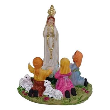 Imagem de Imagem de Nossa Senhora de Fátima com Pastores na grama 7cm resina - R