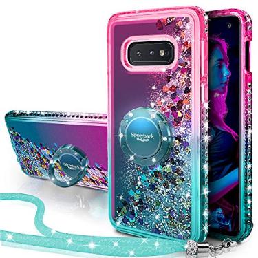 Imagem de Capa para Galaxy S10, capa com glitter com glitter e glitter com glitter e suporte para movimento líquido, diamante brilhante com strass e suporte para anel, capa protetora fina para Samsung Galaxy S10 para meninas e mulheres, Green -Galaxy S10E
