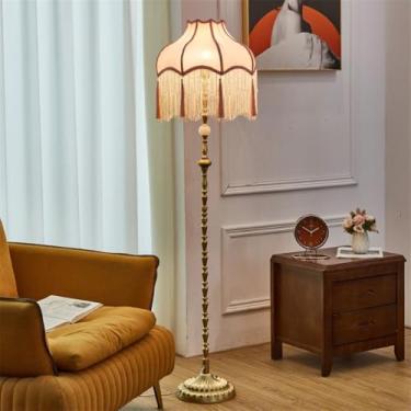 Imagem de Luminária de chão francesa de luxo com franjas, LED, estilo retrô americano, para sala de estar, sofá, quarto, escritório, casa de campo, hotel, estilo campestre europeu, criativa, decorativ