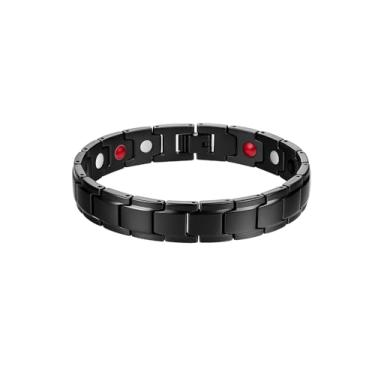 Imagem de Pulseira Equilibrio Bio Magnetica Infravermelho Masculina Aco Inoxidavel Cor Preta Longo Fecho Magnetico