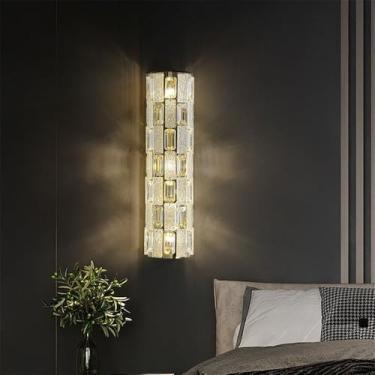 Imagem de Luminária de parede moderna e luxuosa em cristal com LED, estilo arte, para sala de estar, quarto, cabeceira, casa de campo, hotel, escritório, escada e corredor (Estilo 8 D12H50CM)