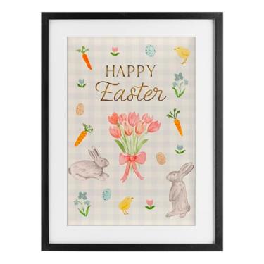 Imagem de Stupell Industries Happy Easter Soft Spring Compilation Impressão emoldurada de bétula sob vidro, design de Juliet Meeks, 20 x 14