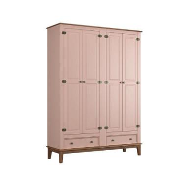 Imagem de Guarda-Roupa Rústico 4 Portas e 2 Gavetas - Madeira Maciça e MDF - Apa