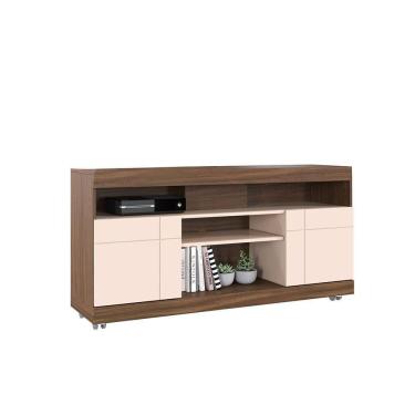 Imagem de Rack Para Sala Bancada De Tv 47 Pol 136cm Ariele C04 - D`rossi Cor Nogueira Real E Off White