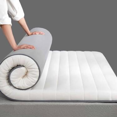 Imagem de Yadlan Colchão japonês, 100% espuma confortável de alta densidade, colchão dobrável espesso, tapete de tatami, ideal para conforto e suporte, branco B 90 x 190 cm