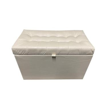 Imagem de Puff Baú Decorativo Estofado C/pistão á gás 68 cm 100% MDF(BEGE CLARO CORINO,Rodizios c/travas)