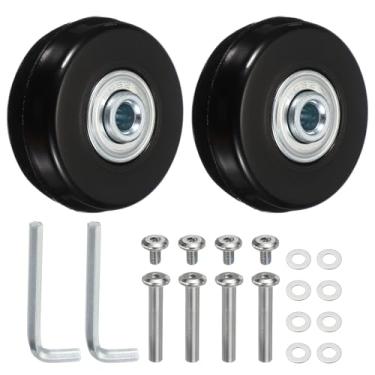 Imagem de YELARXI Replacement Luggage Wheels, Suitcase Wheels Replacement Kit 45x18mm & 1 Set & Rubber & Black - Fitting for (Swivel Caster Bearings Repair/Replacing/Roller Bag/Suitcase/Spinner)
