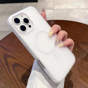 Imagem de HTVJFX Capa protetora magnética de silicone líquido 2 em 1 para iPhone 12 Pro com carregamento à prova de choque (para iPhone 12 Pro/Branco)