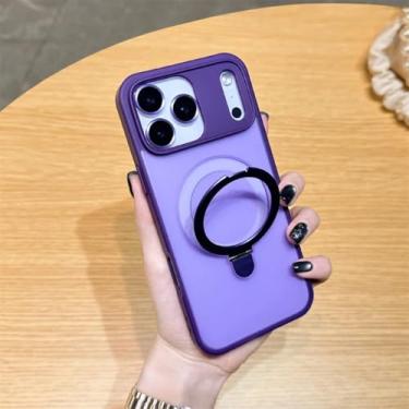 Imagem de SFDSUH Capa de luxo para iPhone 16e com carregamento sem fio, suporte magnético em anel e proteção para a câmera (para iPhone 16e/roxo escuro)