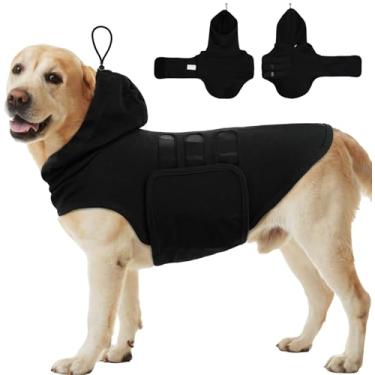 Imagem de MORVIGIVE Camisa calmante para cães GG com peito e capuz ajustáveis | Sem mangas, leve para movimento livre, colete de ansiedade de separação para medo do meio ambiente (preto)