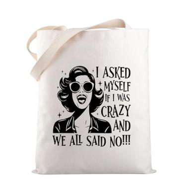 Imagem de MNIGIU Funny Saying I Asked Myself I Was Crazy And We All Said No Canvas Tote Bag Sassy Attitude Drama Gift, I Asked Myself Tg, Large