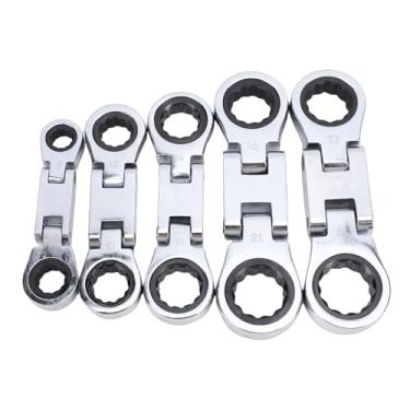 Imagem de Acouto Conjunto de Chave de Catraca Curta Métrica 8 10 12 13 14 15 16 17 18 19mm Conjunto de Chave de Cabeça Flexível de Extremidade de Caixa Dupla Com Cabeça Giratória de 180 Graus e