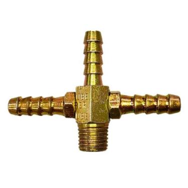 Imagem de T para Compressor 03 Saidas Rosca Macho 1/4 Espigao 1/4 - LUB-24M - Lu