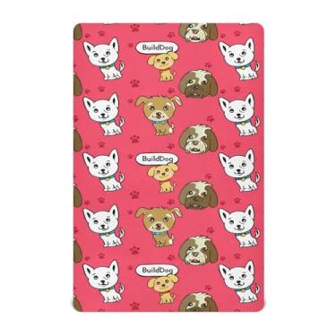 Imagem de SEHANY Lençol de berço de cachorro fofo para meninos e meninas, macio, respirável, elástico, lençol com elástico padrão para bebês de 71 x 132 cm