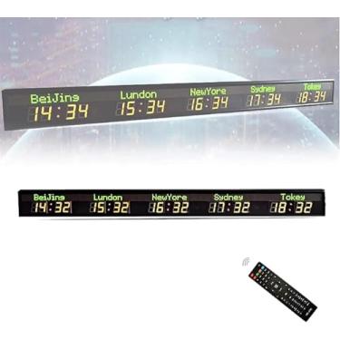 Imagem de Relógio De Fusos Horários Mundiais, Led Digital Full Color Relógio De Vários Fusos Horários, Relógio De Parede De 3/4/5 Cidades Com Hora Mundial, Ajuste De Brilho, 4 City
