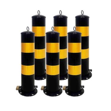 Imagem de Bollard De Segurança Removível Com Manga De Embutimento, Poste De Poste De Segurança De Aço Amarelo Com Parafusos De Ancoragem & Cadeado, Bollard De Estacionamento Para Ar, 6pcs-yellow, 500mm/19.7in