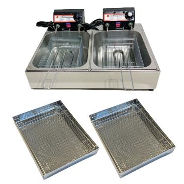 Imagem de Fritadeira Elétrica Industrial 2 Cubas Antichamas 110V Com 2 Escorredores M