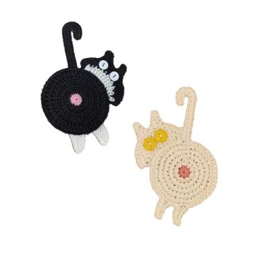 Imagem de Porta-copos de bumbum de gato engraçado, aconchegante para bebidas, decoração de casa com tema de gato fofo, almofadas absorventes antiderrapantes, presente hilário para amantes de gatos