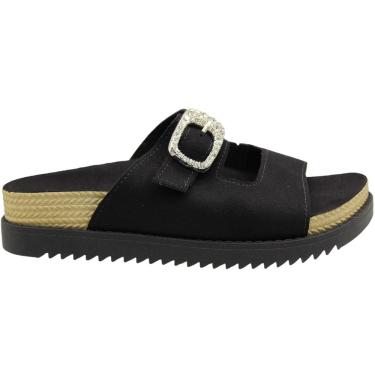 Imagem de Tamanco Slide Plataforma Moleca Camurça Flex Fivela Cravejada Feminina